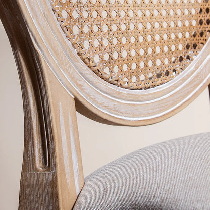 New Rattan Back Limewash Louis Chair