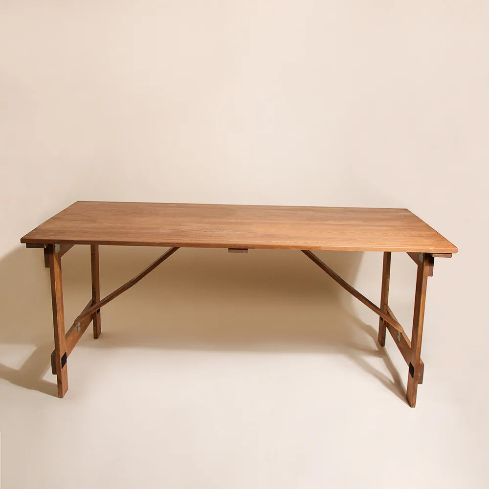 Rustic 6 x 3 Outdoor Folding Table - Tipi Brown